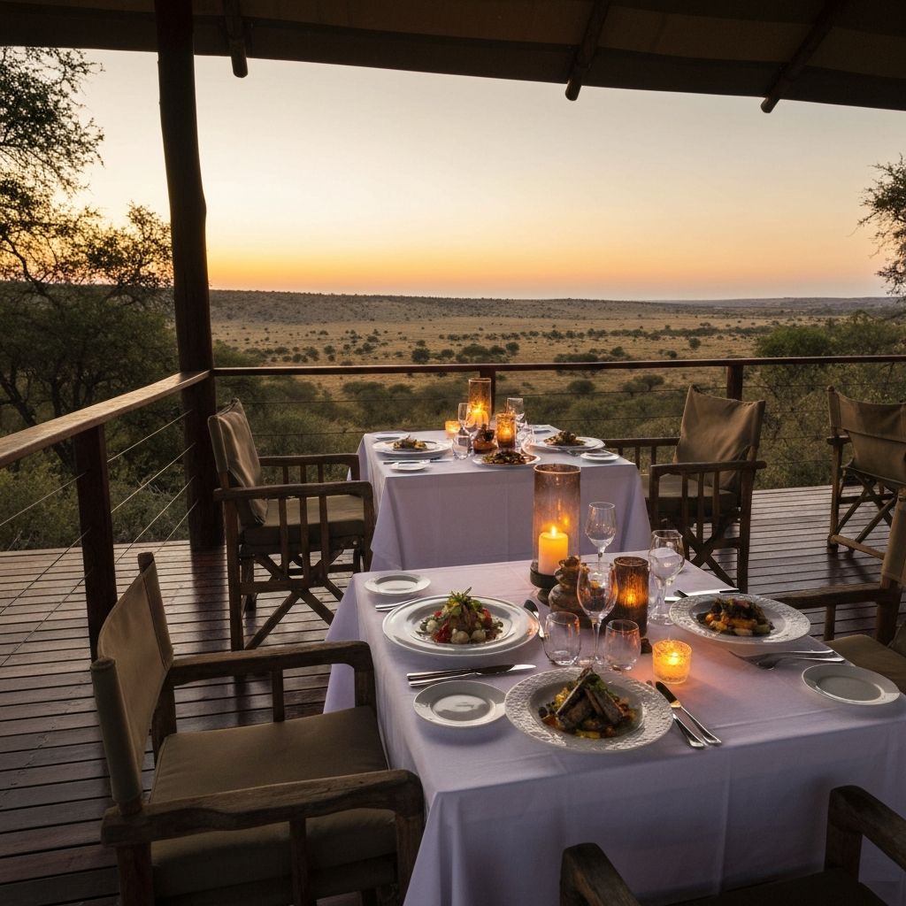 Serengeti's Restaurant outdoor dining at sunset